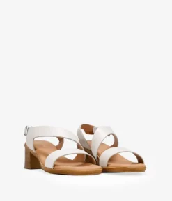 Bosanova Sandales À Talons | Chaussures En Cuir | Sandales blanches à talon effet bois