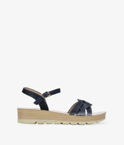 Bosanova Sandales Compensées | Sandales bleues à talon compensé et boucle