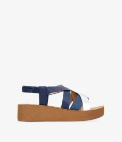 Bosanova Sandales Compensées | Sandales Plateformes | Sandales compensées bleues avec élastique