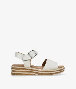 Bosanova Sandales Compensées | Chaussures En Cuir | Sandales compensées en cuir beige