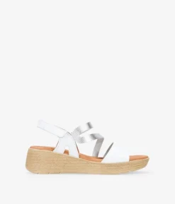 Bosanova Sandales Compensées | Chaussures En Cuir | Sandales compensées en cuir blanc