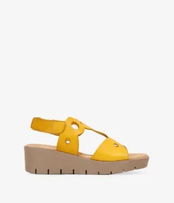 Bosanova Sandales Compensées | Chaussures En Cuir | Sandales compensées en cuir jaune