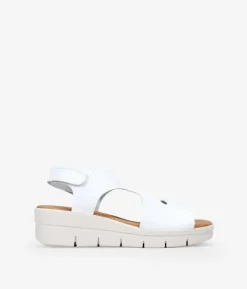 Bosanova Sandales Compensées | Chaussures En Cuir | Sandales compensées en cuir blanc