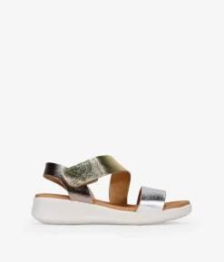 Bosanova Sandales Compensées | Chaussures En Cuir | Sandales compensées en cuir métallisé