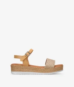 Bosanova Sandales Compensées | Chaussures En Cuir | Sandales compensées en cuir beige