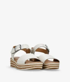 Bosanova Sandales Compensées | Chaussures En Cuir | Sandales compensées en cuir beige