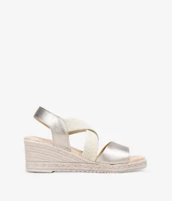 Bosanova Sandales Compensées | Chaussures En Cuir | Sandales compensées en cuir doré