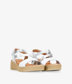 Bosanova Sandales Compensées | Chaussures En Cuir | Sandales compensées en cuir blanc