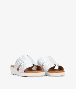 Bosanova Sandales Compensées | Chaussures En Cuir | Sandales compensées en cuir argenté