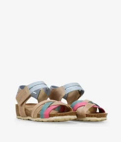 Bosanova Sandales Compensées | Chaussures En Cuir | Sandales compensées en cuir multicolore