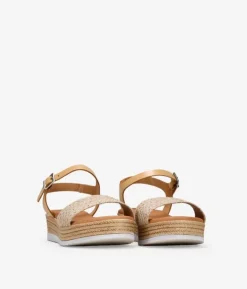 Bosanova Sandales Compensées | Chaussures En Cuir | Sandales compensées en cuir beige