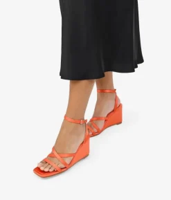 Bosanova Sandales Compensées | Sandales compensées en satin orange