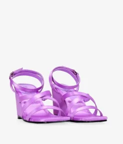 Bosanova Sandales Compensées | Sandales compensées en satin lilas