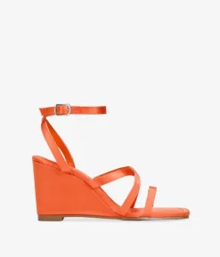 Bosanova Sandales Compensées | Sandales compensées en satin orange