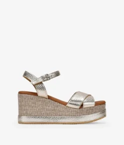 Bosanova Sandales Compensées | Chaussures En Cuir | Sandales compensées et plateforme en cuir doré