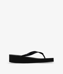 Bosanova Sandales Compensées | Tongs | Sandales compensées noires à entredoigts