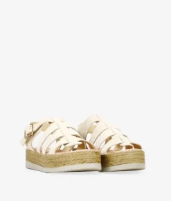 Bosanova Sandales Spartiates | Sandales Plateformes | Sandales crabe en cuir beige