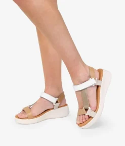 Bosanova Sandales Compensées | Sandales De Sport | Sandales de sport en cuir beige