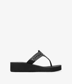 Bosanova Sandales Compensées | Tongs | Sandales doigt noir avec diamants