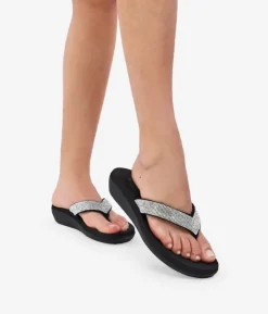 Bosanova Sandales Compensées | Tongs | Sandales doigt noir avec diamants