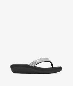 Bosanova Sandales Compensées | Tongs | Sandales doigt noir avec diamants