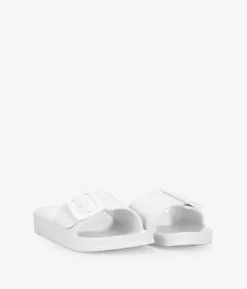 Bosanova Tongs | Sandales Plates | Sandales en caoutchouc blanc avec boucle