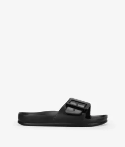 Bosanova Tongs | Sandales Plates | Sandales en caoutchouc noir avec boucle
