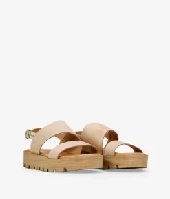 Bosanova Sandales Compensées | Chaussures En Cuir | Sandales en cuir beige à boucle