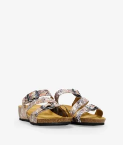 Bosanova Sandales Compensées | Chaussures En Cuir | Sandales en cuir beige à fleurs