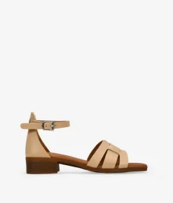 Bosanova Sandales Plates | Sandales À Talons | Sandales en cuir beige à petit talon