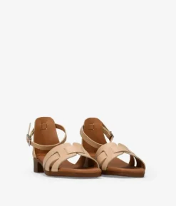 Bosanova Sandales Plates | Sandales À Talons | Sandales en cuir beige à petit talon