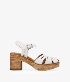 Bosanova Sandales À Talons | Sandales en cuir beige à talon effet bois