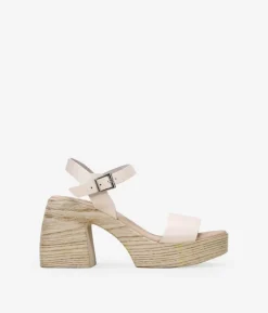 Bosanova Sandales Plateformes | Sandales À Talons | Sandales en cuir beige à talons larges