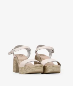 Bosanova Sandales Plateformes | Sandales À Talons | Sandales en cuir beige à talons larges