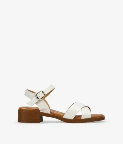 Bosanova Sandales Plates | Sandales À Talons | Sandales en cuir beige avec talon et boucle