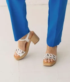 Bosanova Sandales Spartiates | Sandales À Talons | Sandales en cuir blanc à talon effet sparte