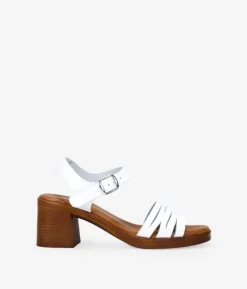 Bosanova Sandales À Talons | Chaussures En Cuir | Sandales en cuir blanc à talon