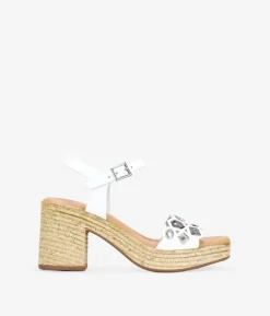 Bosanova Sandales Spartiates | Sandales À Talons | Sandales en cuir blanc à talon effet sparte