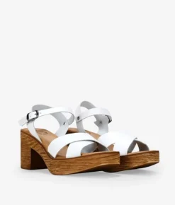 Bosanova Sandales À Talons | Chaussures En Cuir | Sandales en cuir blanc à talon