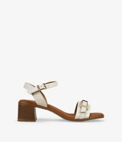 Bosanova Sandales À Talons | Chaussures En Cuir | Sandales en cuir blanc avec talon et boucle