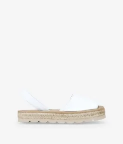 Bosanova Espadrilles | Sandales Spartiates | Sandales en cuir blanc avec herbe en sparte