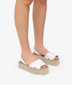 Bosanova Espadrilles | Sandales Spartiates | Sandales en cuir blanc avec semelle en sparte
