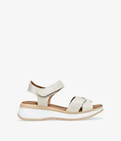 Bosanova Sandales Compensées | Sandales De Sport | Sandales en cuir blanc avec semelle compensée et plateforme