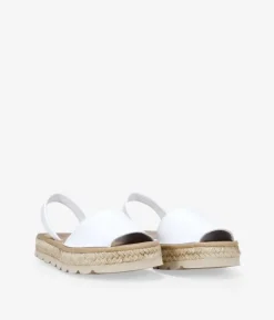 Bosanova Espadrilles | Sandales Spartiates | Sandales en cuir blanc avec herbe en sparte