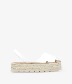 Bosanova Espadrilles | Sandales Spartiates | Sandales en cuir blanc avec semelle en sparte