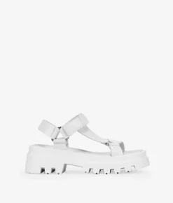 Bosanova Sandales De Sport | Chaussures En Cuir | Sandales en cuir blanc avec velcro