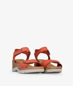 Bosanova Sandales Compensées | Sandales De Sport | Sandales en cuir corail avec velcro