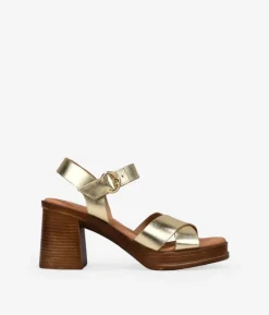 Bosanova Sandales À Talons | Chaussures En Cuir | Sandales en cuir doré à talon