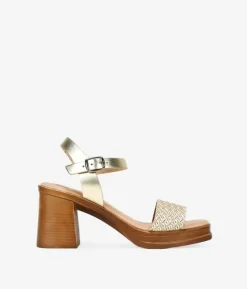 Bosanova Sandales À Talons | Chaussures En Cuir | Sandales en cuir doré à talon