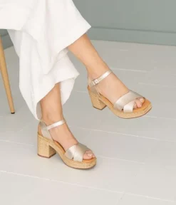 Bosanova Sandales Spartiates | Sandales À Talons | Sandales en cuir doré à talon effet sparte